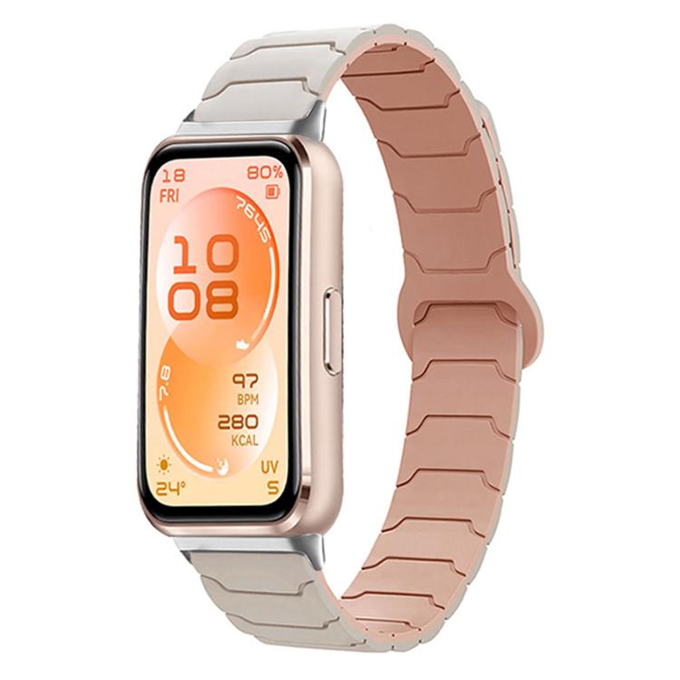 For Huawei Band 11 / Band 11 Pro Armor Texture Magnetic Silicone Watch Band