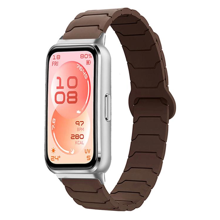 For Huawei Band 11 / Band 11 Pro Armor Texture Magnetic Silicone Watch Band
