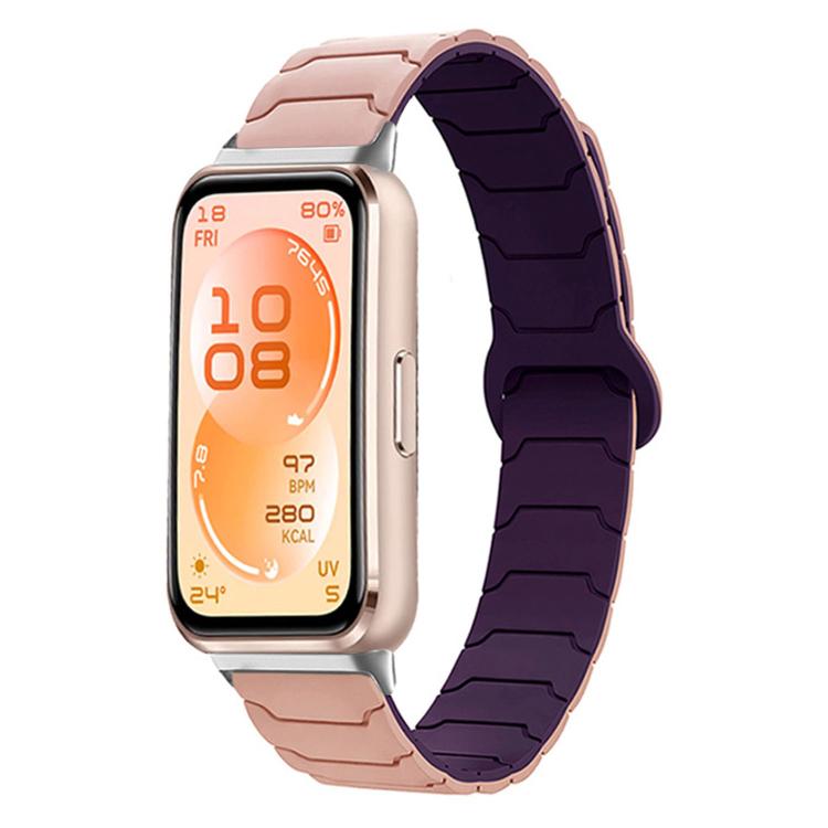 For Huawei Band 11 / Band 11 Pro Armor Texture Magnetic Silicone Watch Band