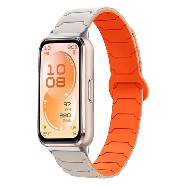 For Huawei Band 11 / Band 11 Pro Armor Texture Magnetic Silicone Watch Band