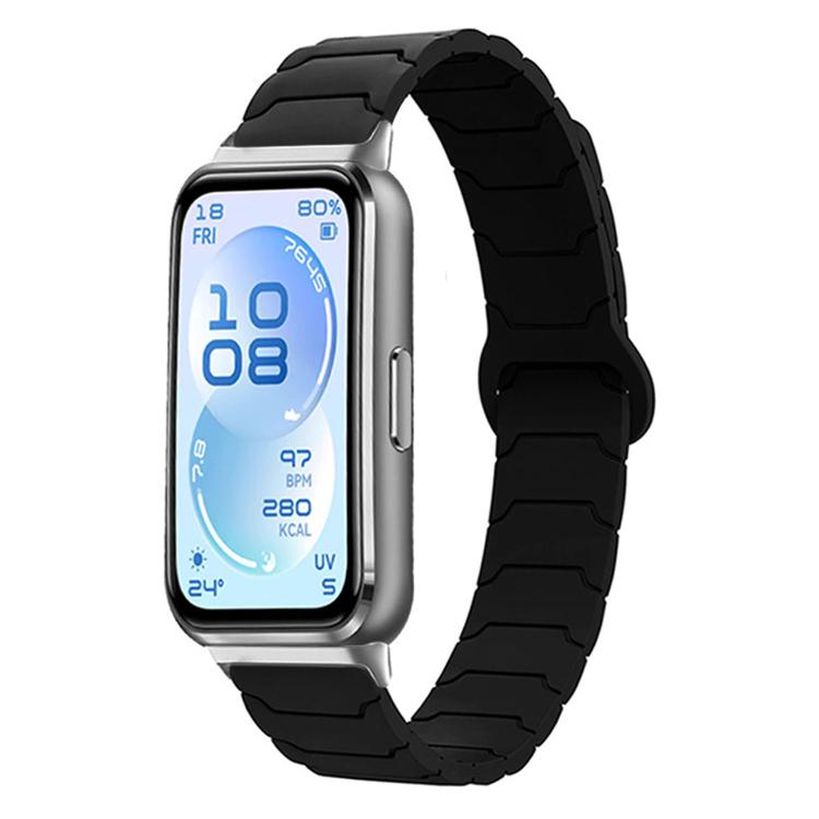 For Huawei Band 11 / Band 11 Pro Armor Texture Magnetic Silicone Watch Band