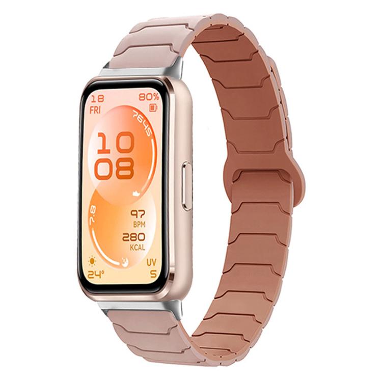 For Huawei Band 11 / Band 11 Pro Armor Texture Magnetic Silicone Watch Band