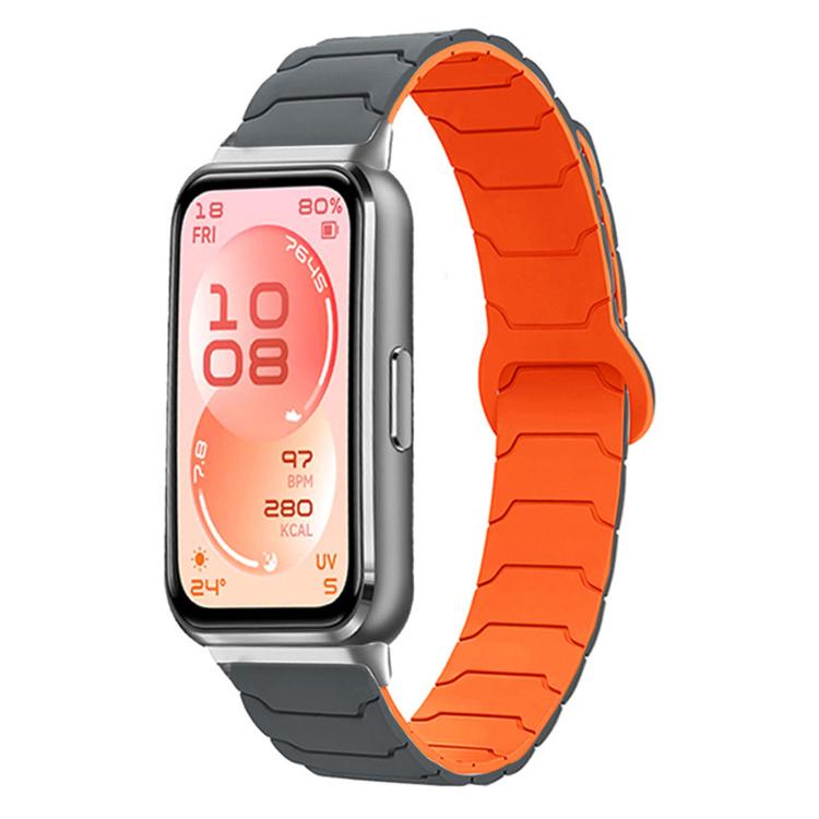 For Huawei Band 11 / Band 11 Pro Armor Texture Magnetic Silicone Watch Band