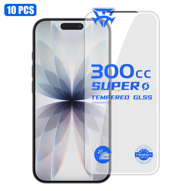 For iPhone 17 10pcs 300CC Large Arc Antistatic Corning Gorilla HD Tempered Glass Film