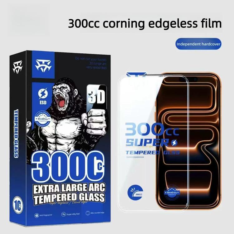 For iPhone 16 Pro Max 10pcs 300CC Large Arc Antistatic Corning Gorilla HD Tempered Glass Film