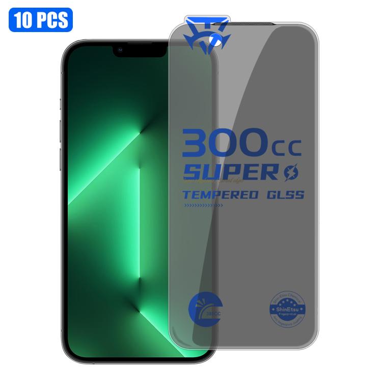 For iPhone 13 Pro 10pcs 300CC Large Arc Antistatic Corning Gorilla Privacy Tempered Glass Film