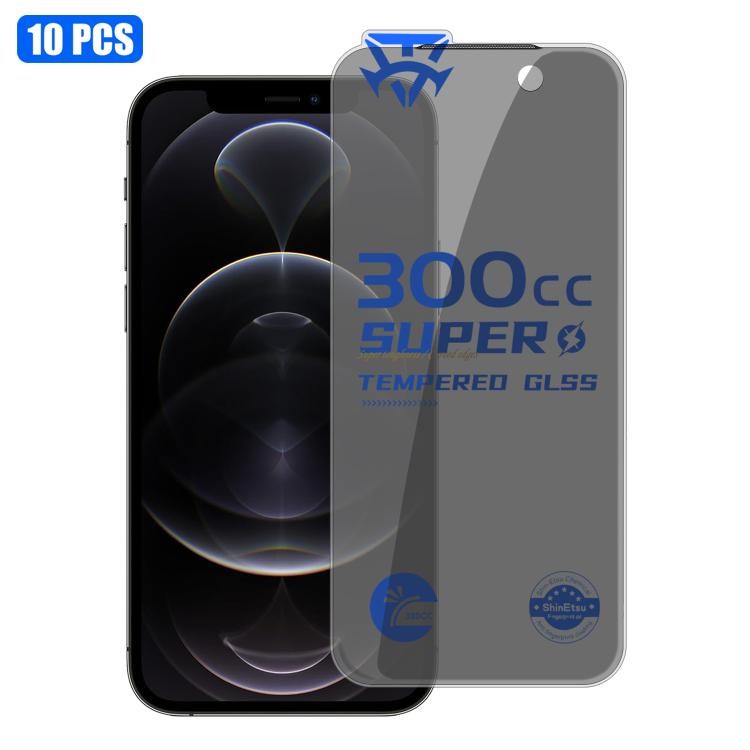 For iPhone 12 Pro 10pcs 300CC Large Arc Antistatic Corning Gorilla Privacy Tempered Glass Film