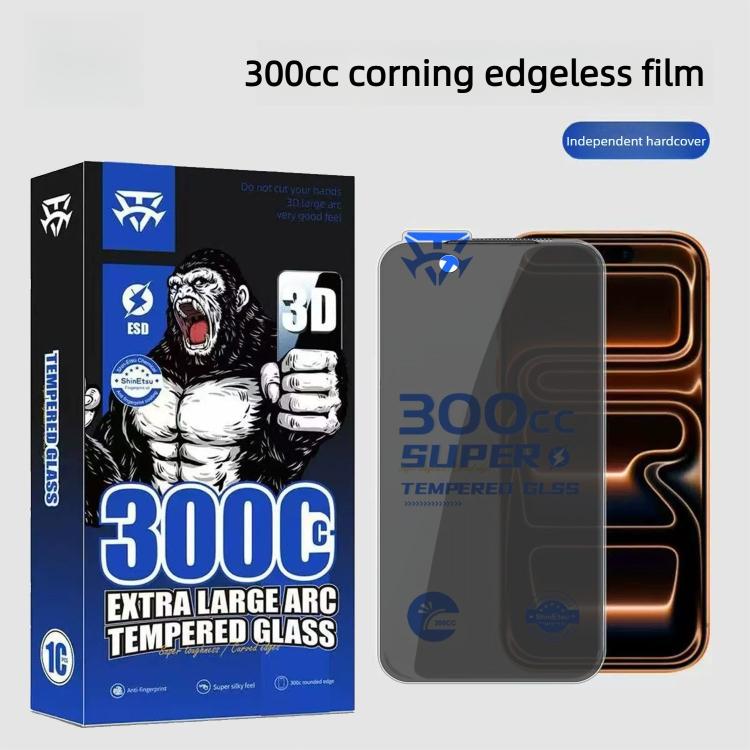 For iPhone 15 Pro Max 10pcs 300CC Large Arc Antistatic Corning Gorilla Privacy Tempered Glass Film