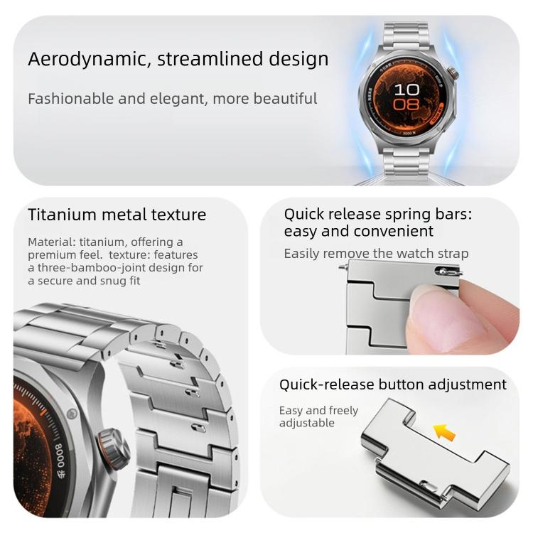 For OPPO Watch X3 Folding Buckle Three Beads Quick Release Titanium Metal Watch Band