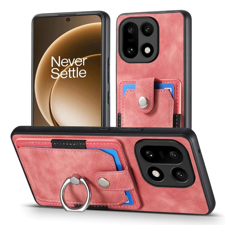For OnePlus 15 Retro Skin-feel Ring Card Wallet Phone Case