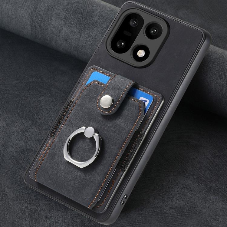 For OnePlus 15 Retro Skin-feel Ring Card Wallet Phone Case