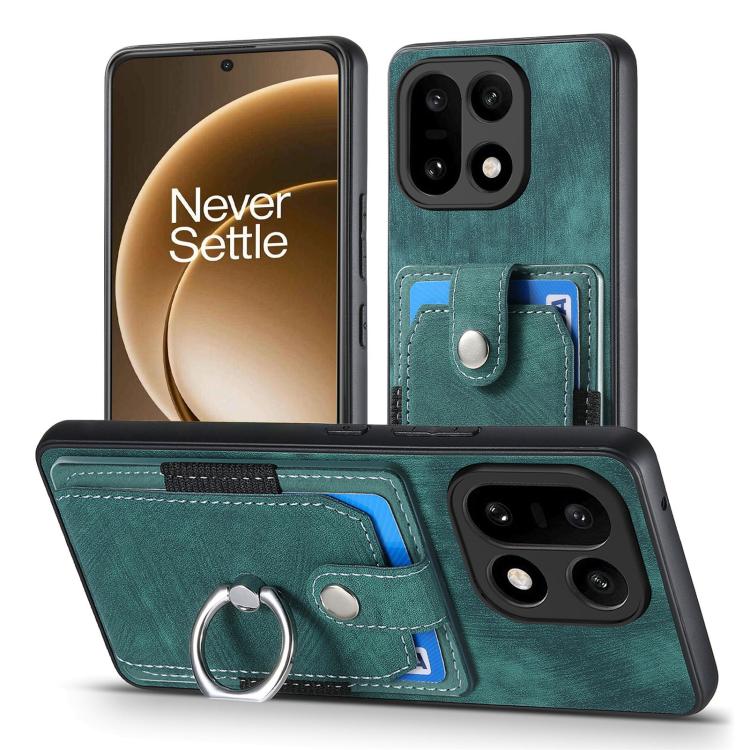 For OnePlus 15 Retro Skin-feel Ring Card Wallet Phone Case