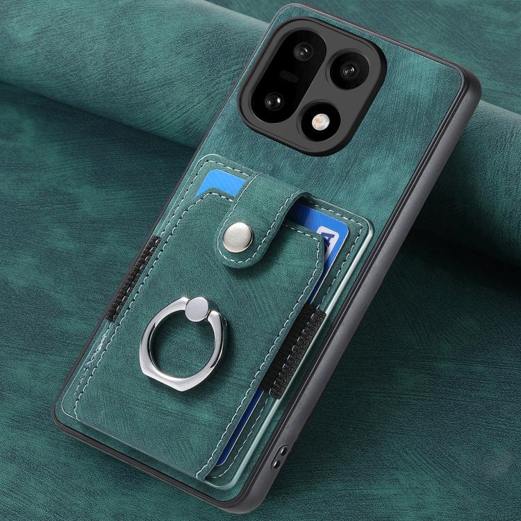 For OnePlus 15 Retro Skin-feel Ring Card Wallet Phone Case