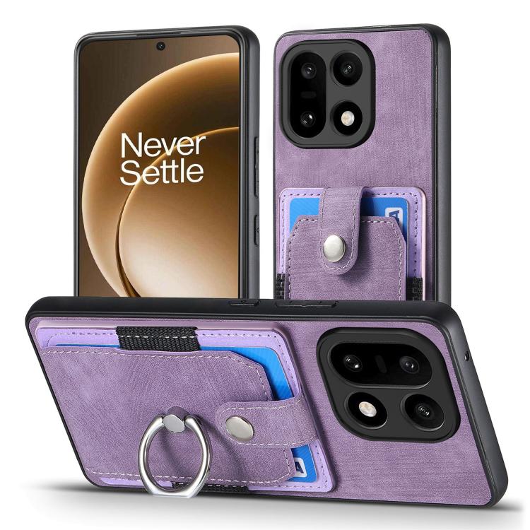 For OnePlus 15 Retro Skin-feel Ring Card Wallet Phone Case
