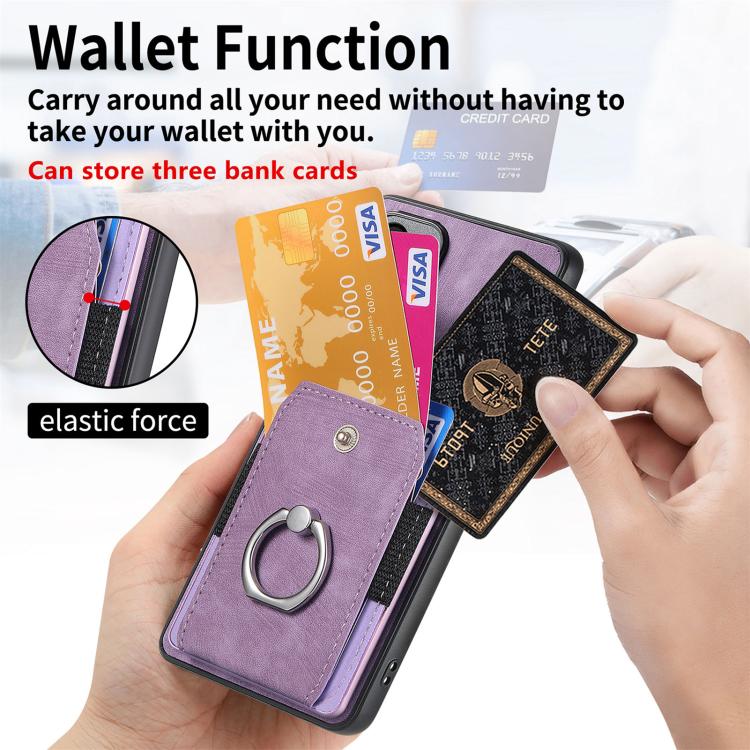 For OnePlus 15 Retro Skin-feel Ring Card Wallet Phone Case