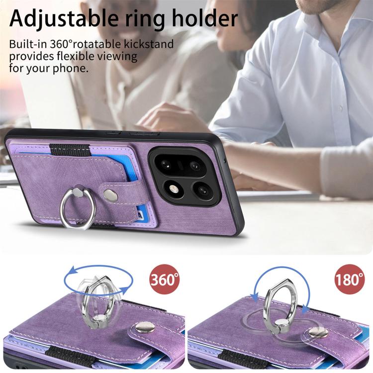 For OnePlus 15 Retro Skin-feel Ring Card Wallet Phone Case