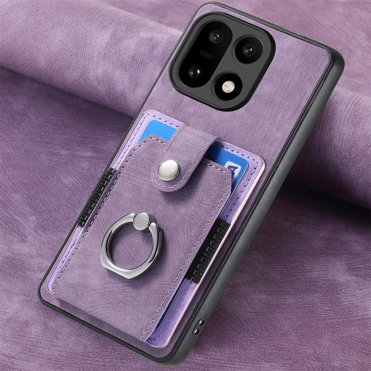 For OnePlus 15 Retro Skin-feel Ring Card Wallet Phone Case