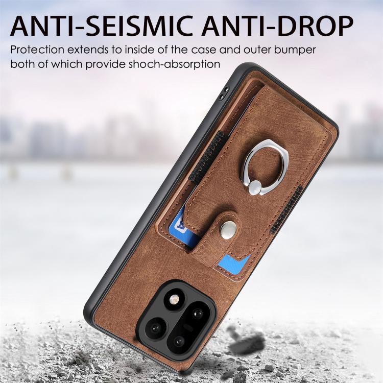 For OnePlus 15 Retro Skin-feel Ring Card Wallet Phone Case