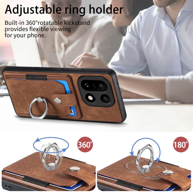 For OnePlus 15 Retro Skin-feel Ring Card Wallet Phone Case
