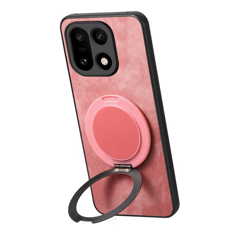 For OnePlus 15 Retro Leather Rotation Round Holder Phone Case