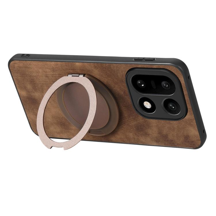 For OnePlus 15 Retro Leather Rotation Round Holder Phone Case