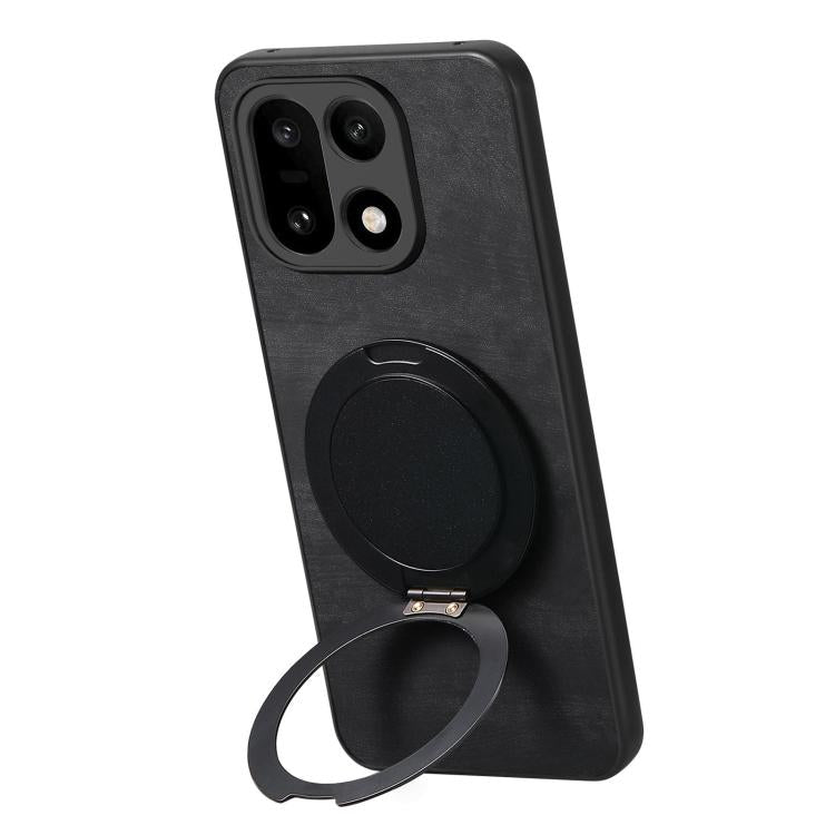 For OnePlus 15 Retro Leather Rotation Round Holder Phone Case