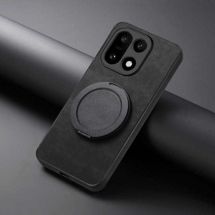 For OnePlus 15 Retro Leather Rotation Round Holder Phone Case