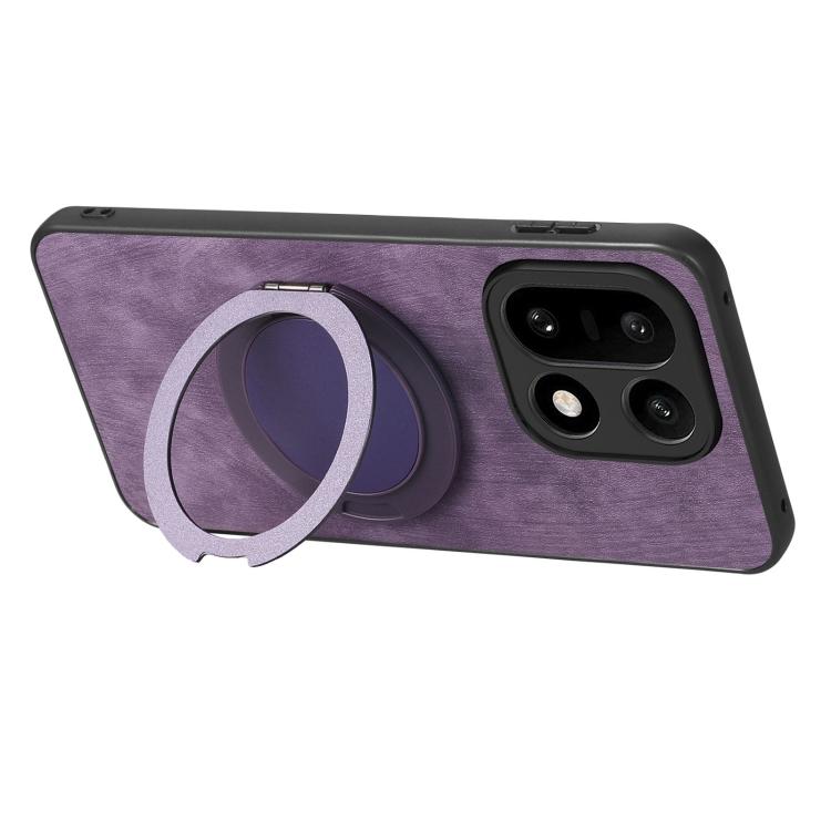 For OnePlus 15 Retro Leather Rotation Round Holder Phone Case