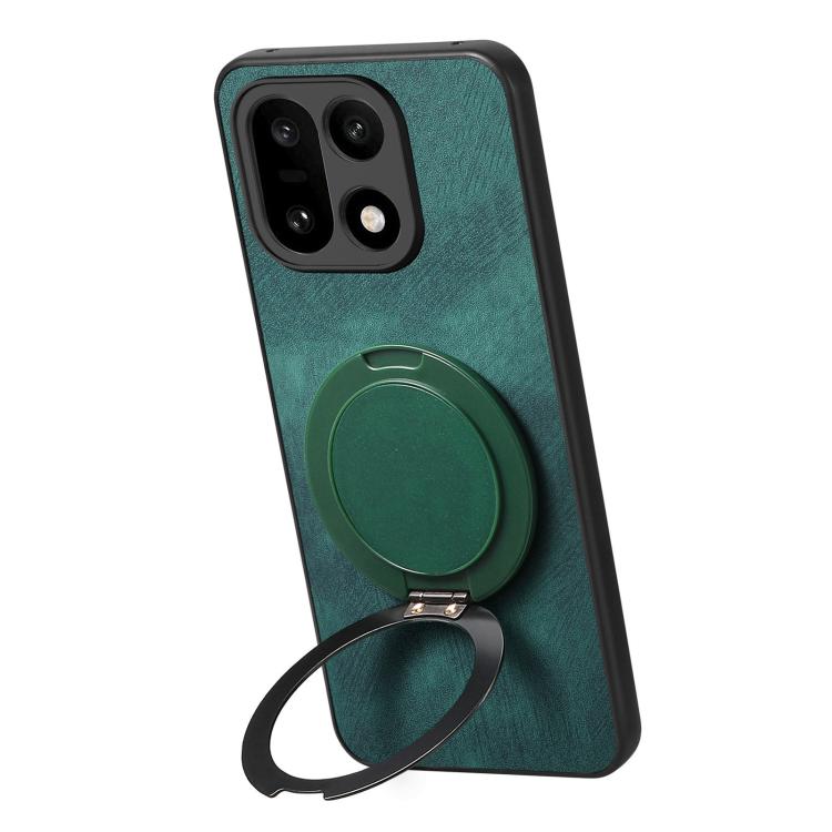 For OnePlus 15 Retro Leather Rotation Round Holder Phone Case