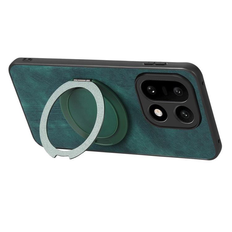 For OnePlus 15 Retro Leather Rotation Round Holder Phone Case
