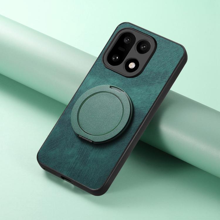 For OnePlus 15 Retro Leather Rotation Round Holder Phone Case