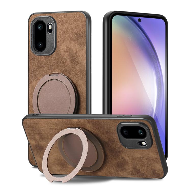 For OnePlus Ace 6 / 6T / 15R Retro Leather Rotation Round Holder Phone Case