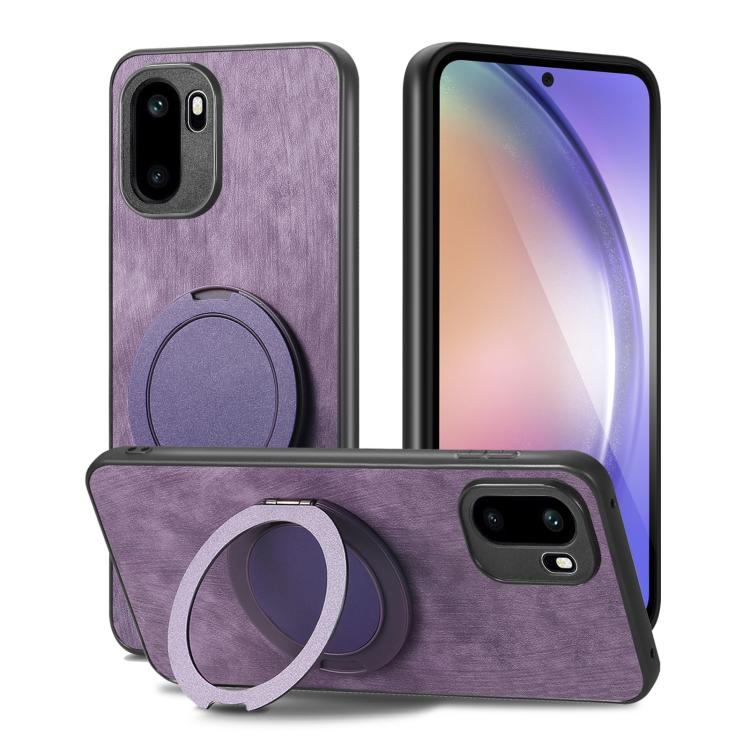 For OnePlus Ace 6 / 6T / 15R Retro Leather Rotation Round Holder Phone Case