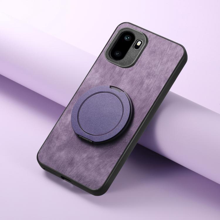 For OnePlus Ace 6 / 6T / 15R Retro Leather Rotation Round Holder Phone Case
