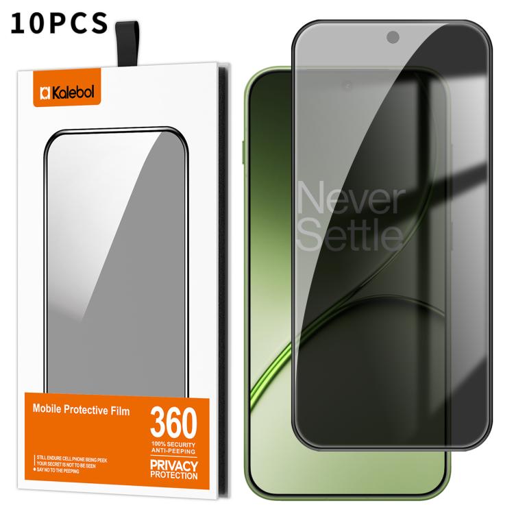 For OnePlus Tubro 6 / 6V 10pcs Kalebol High-Aluminum Screen-Printed Full-Coverage Black-Border Privacy Tempered Glass Film