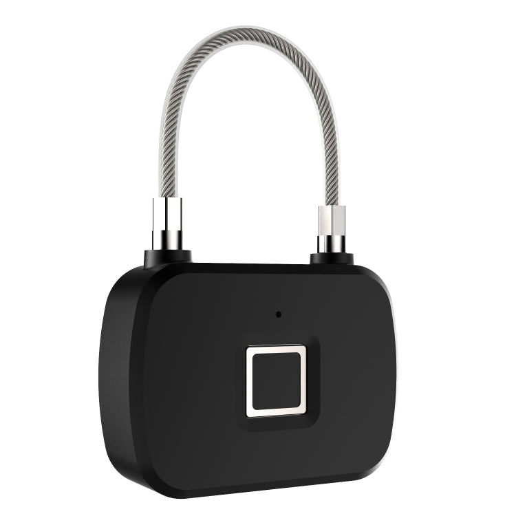 L13 Fingerprint Lock Intelligent Small Padlock Outdoor Luggage Lock Gym Fingerprint Padlock(Black)