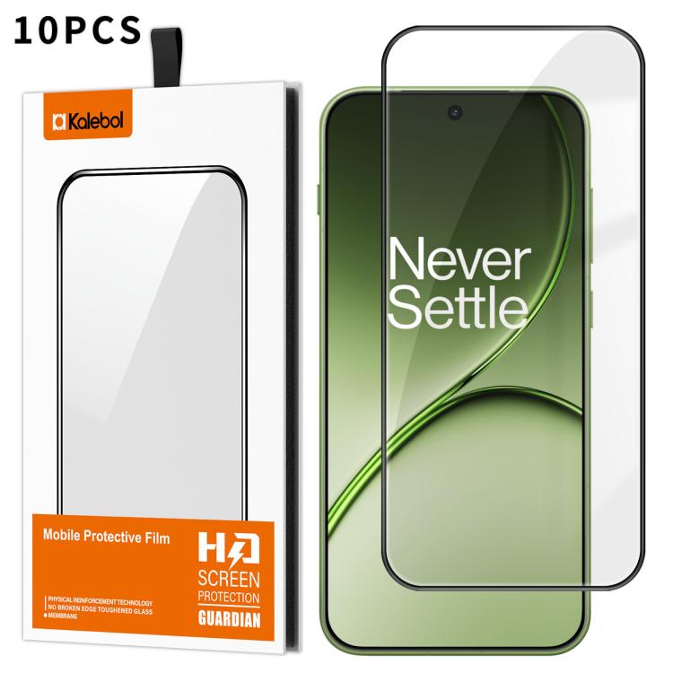 For OnePlus 15T 10pcs Kalebol High-Aluminum Screen-Printed Full-Coverage Anti-Fingerprint Black-Bordered HD Tempered Glass Film