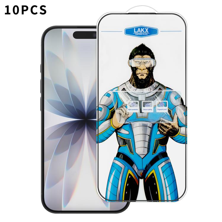 For iPhone 17 10pcs Blue Gorilla Anti-fingerprint Anti-static Silk Screen HD Electroplated Tempered Glass Film