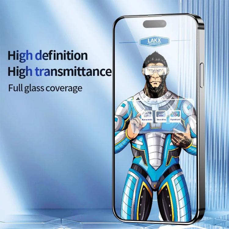 For iPhone 14 Plus 10pcs Blue Gorilla Anti-fingerprint Anti-static Silk Screen HD Electroplated Tempered Glass Film