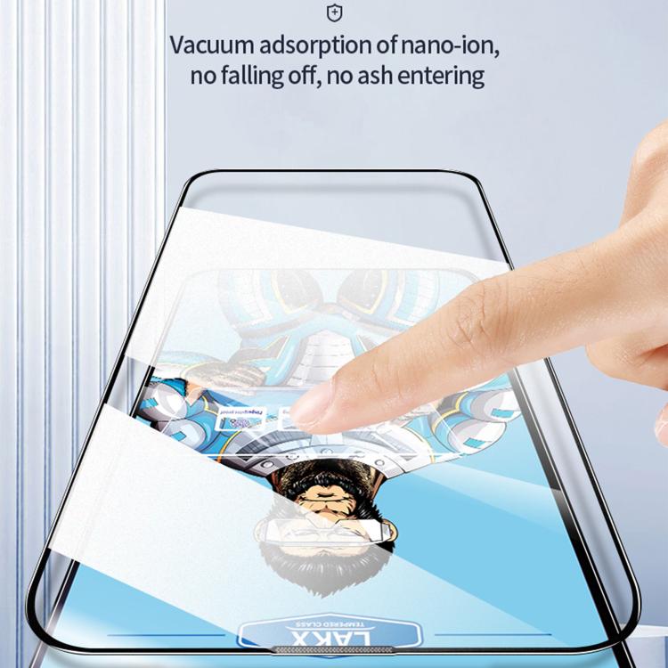 For iPhone 14 Plus 10pcs Blue Gorilla Anti-fingerprint Anti-static Silk Screen HD Electroplated Tempered Glass Film
