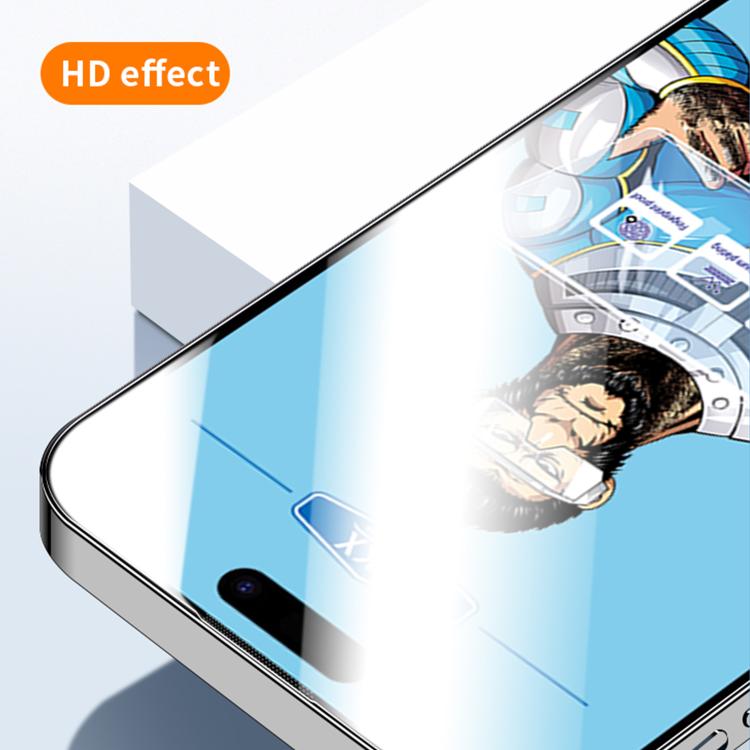 For iPhone 16 Plus 10pcs Blue Gorilla Anti-fingerprint Anti-static Silk Screen HD Electroplated Tempered Glass Film