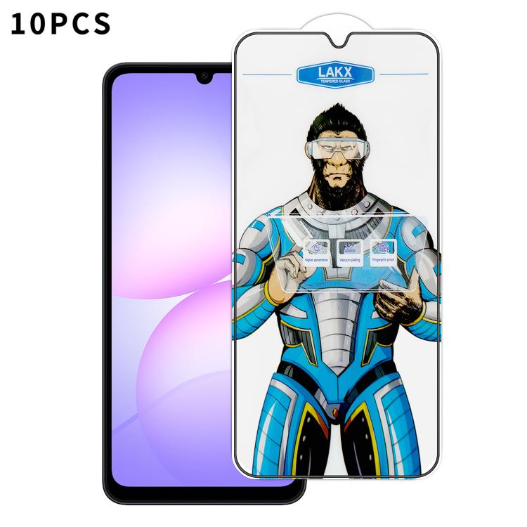 For Samsung Galaxy A07 10pcs Blue Gorilla Anti-fingerprint Anti-static Silk Screen HD Electroplated Tempered Glass Film