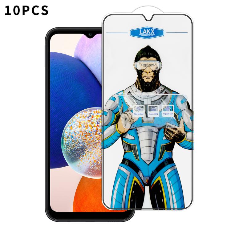 For Samsung Galaxy A14 5G 10pcs Blue Gorilla Anti-fingerprint Anti-static Silk Screen HD Electroplated Tempered Glass Film