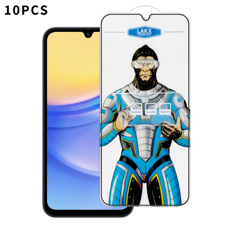 For Samsung Galaxy A15 10pcs Blue Gorilla Anti-fingerprint Anti-static Silk Screen HD Electroplated Tempered Glass Film