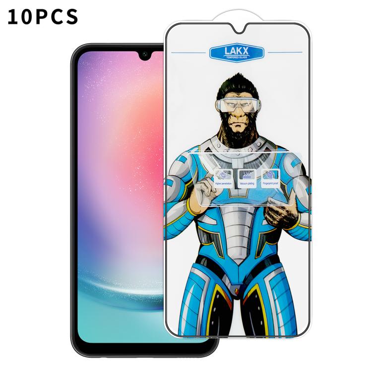 For Samsung Galaxy A24 5G 10pcs Blue Gorilla Anti-fingerprint Anti-static Silk Screen HD Electroplated Tempered Glass Film
