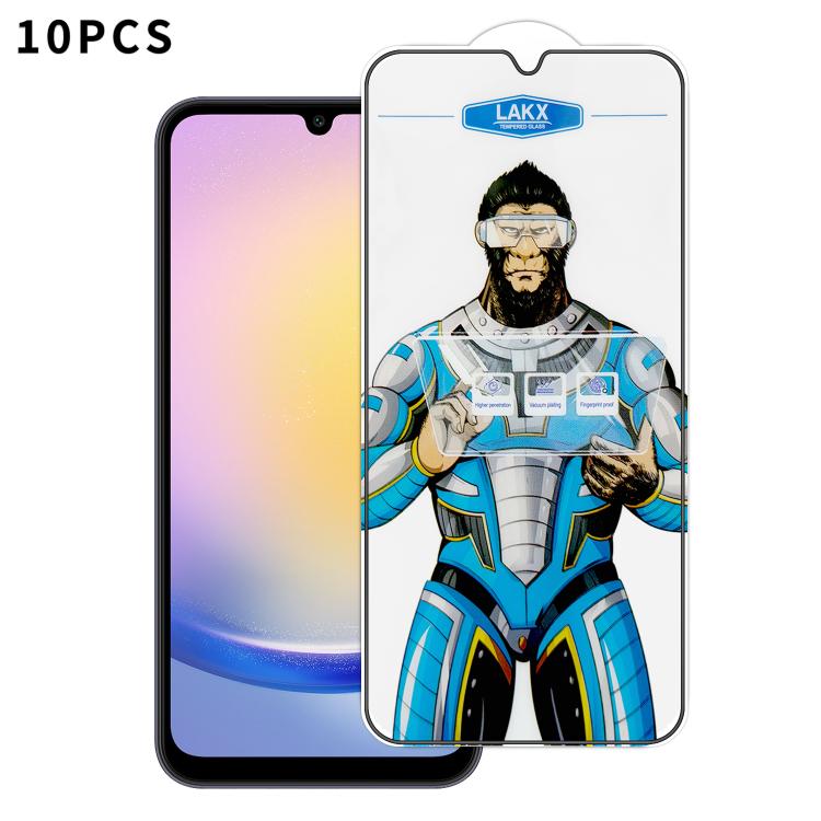 For Samsung Galaxy A25 5G 10pcs Blue Gorilla Anti-fingerprint Anti-static Silk Screen HD Electroplated Tempered Glass Film