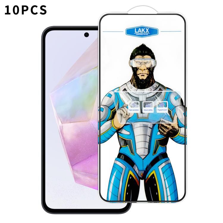 For Samsung Galaxy A35 5G 10pcs Blue Gorilla Anti-fingerprint Anti-static Silk Screen HD Electroplated Tempered Glass Film