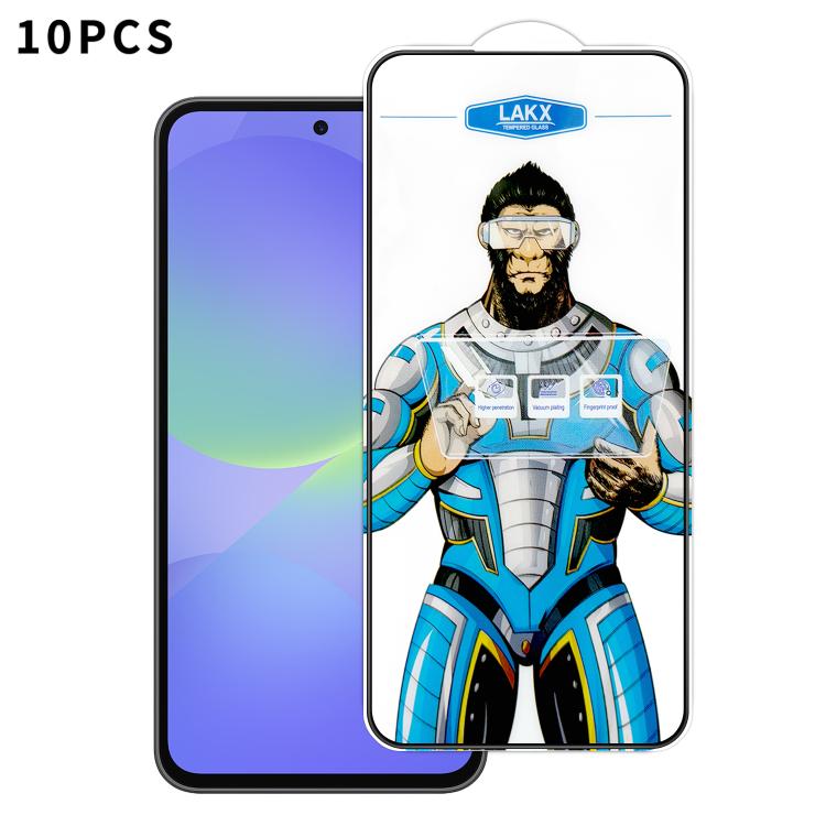 For Samsung Galaxy A36 5G 10pcs Blue Gorilla Anti-fingerprint Anti-static Silk Screen HD Electroplated Tempered Glass Film