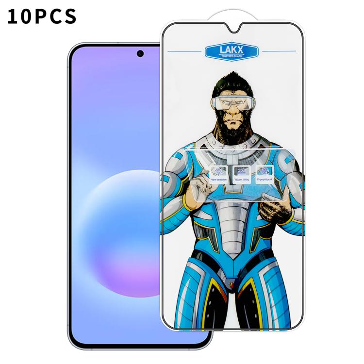 For Samsung Galaxy A37 5G 10pcs Blue Gorilla Anti-fingerprint Anti-static Silk Screen HD Electroplated Tempered Glass Film