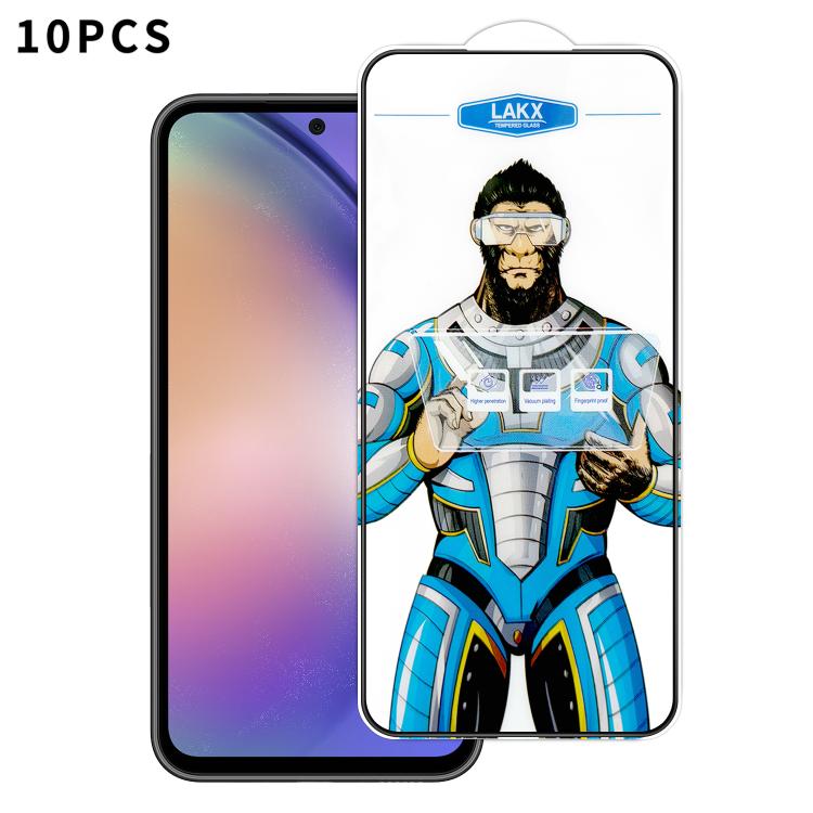 For Samsung Galaxy A54 5G 10pcs Blue Gorilla Anti-fingerprint Anti-static Silk Screen HD Electroplated Tempered Glass Film